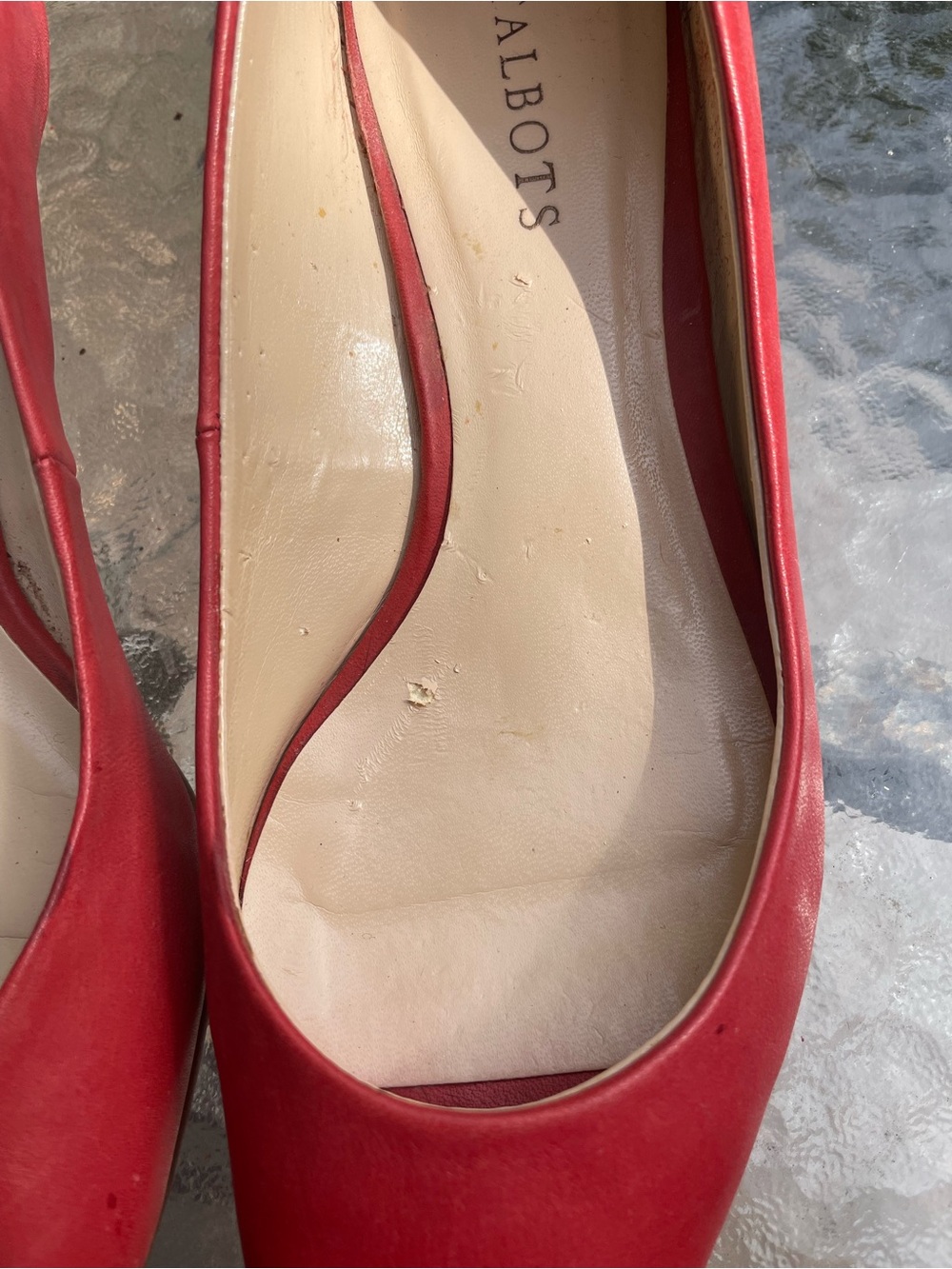 Talbots Red Open-Toe Leather Pumps - Picture 5 of 6